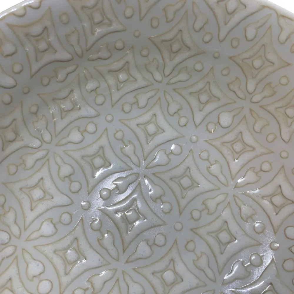 Anthropologie Geometric Design Cream Quorra Bowl Servingware Decorative Japan